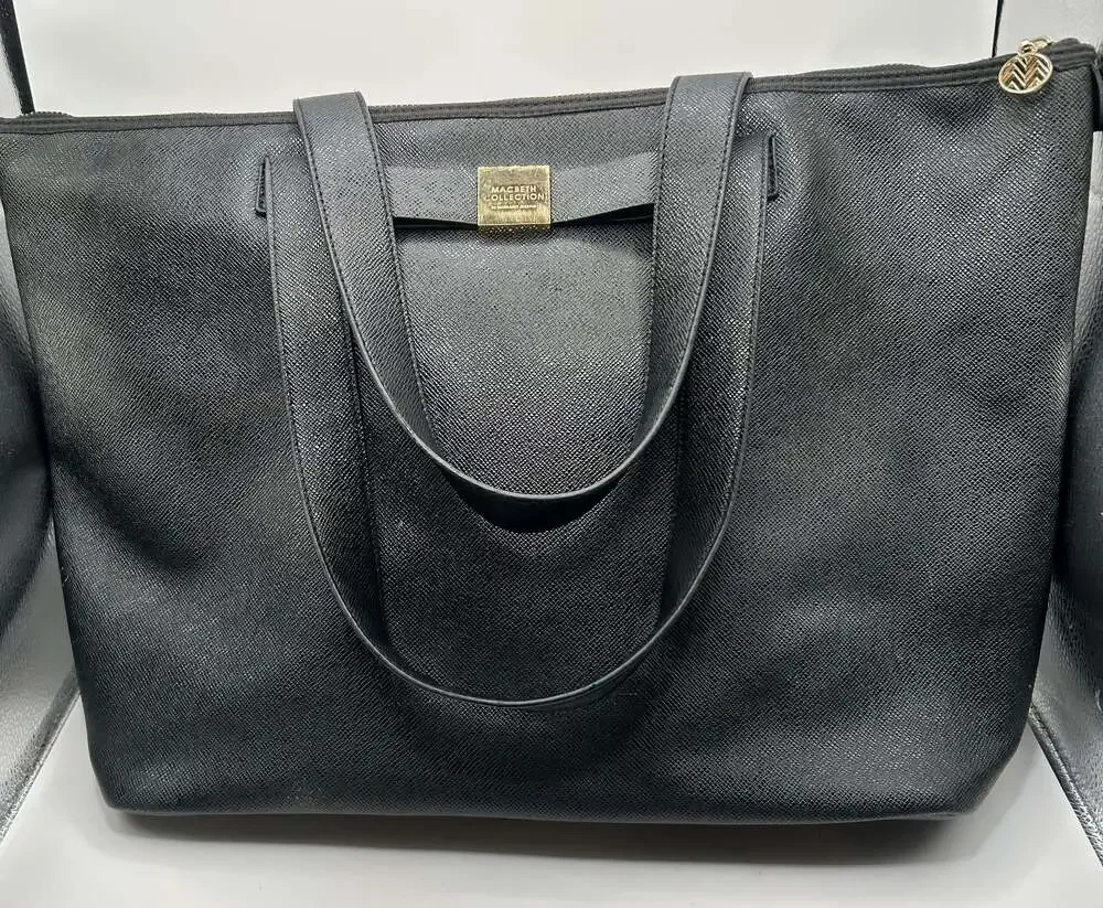 Macbeth Collection Black Computer Tote Bag 2 Handles
